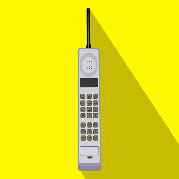 Retro mobile phone. Flat style design with long shadow. — Stock vektor