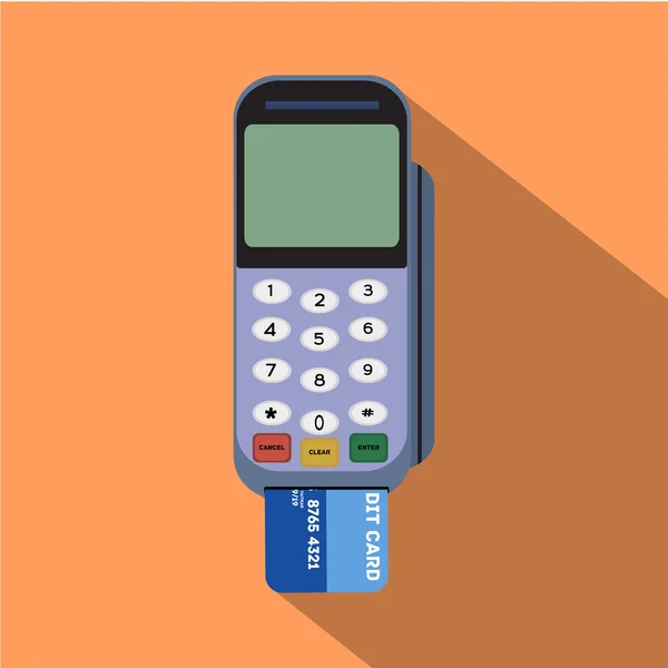 Credit card reader. Flat style design with long shadow. — Stock Vector