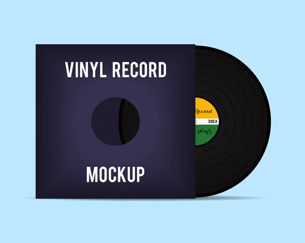 Виниловый шаблон. "Vinyl Record with Cover Mockup". Векторная иллюстрация . — стоковый вектор