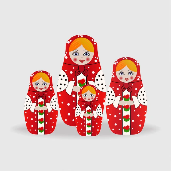 ロシアの人形やマトリョーシカ人形。背景に分離したベクトル図. — ストックベクタ