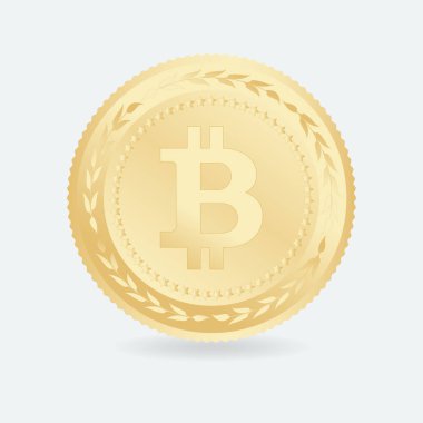 Bitcoin. Bitcoin simgesi olan altın sikke. Şifreleme para birimi.