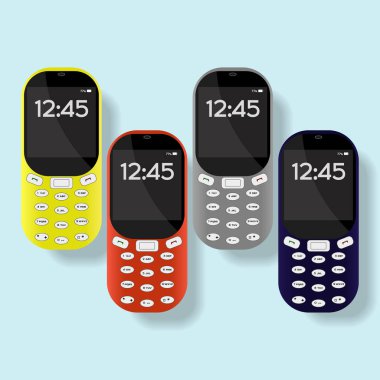 Renkli cep telefonları üzerinde izole arka plan ayarlayın. Vektör çizim.