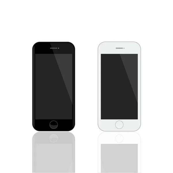 Smartphones realistas maqueta. Smartphones vectoriales aislados sobre fondo blanco . — Archivo Imágenes Vectoriales