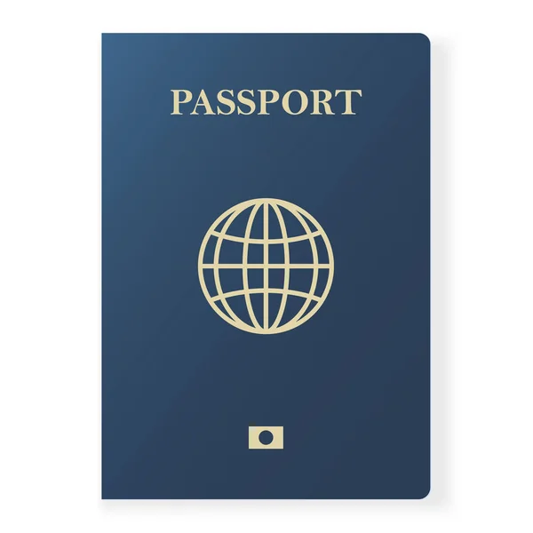 Passeport bleu isolé sur blanc. Document d'identité international pour le voyage. Illustration vectorielle . — Image vectorielle