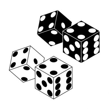 Beyaz arka plan üzerinde izole casino dice kutsal kişilerin resmi. Vektör çizim.