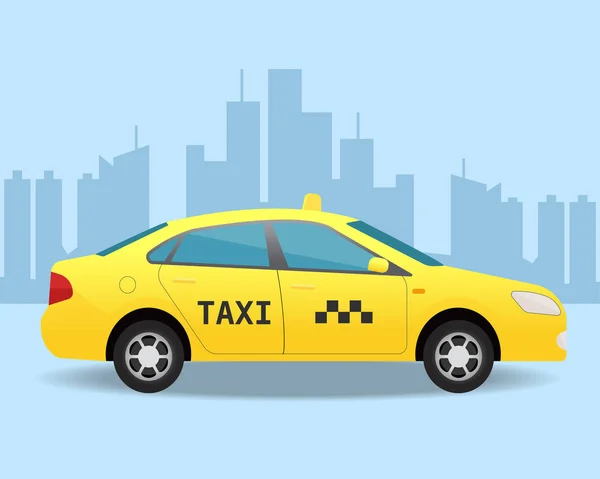 Žluté taxi auto. Boční pohled vektorové ilustrace. — Stockový vektor
