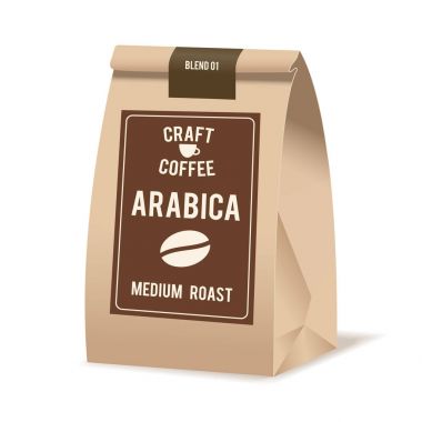 Kahve kahverengi kağıt gıda çanta paketi. Gerçekçi vektör mockup şablonu. Vektör ambalaj tasarımı.