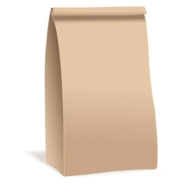 Paquete de bolsa de papel marrón. Plantilla realista de maqueta vectorial. Diseño de envases vectoriales . Ilustraciones De Stock Sin Royalties Gratis