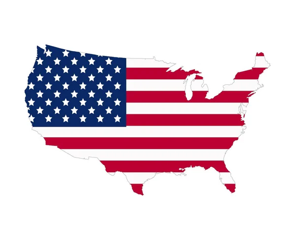 Mapa de la bandera de Estados Unidos contorno. Ilustración de vector de estilo plano . Vector De Stock