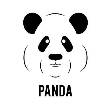 Panda yüz logo şablonu. Beyaz arka plan üzerinde izole düz vektör çizimler.