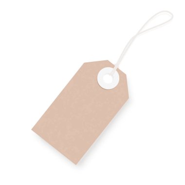 Kahverengi boş kraft kağıt asmak fiyat etiketi. Vektör çizim.