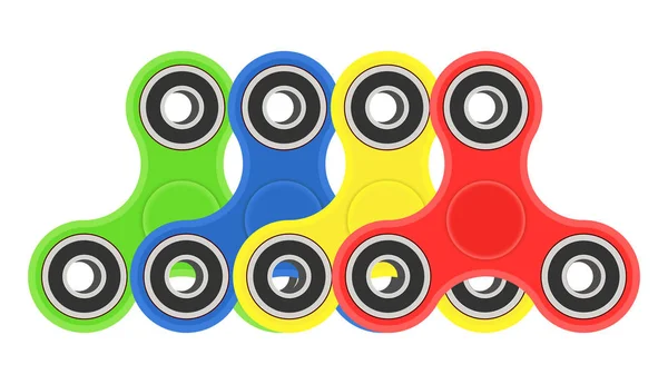 Color mano fidget spinners conjunto. Ilustración vectorial aislada sobre fondo blanco . Gráficos Vectoriales