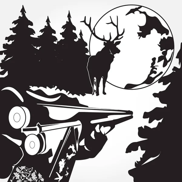 Chargement d'une illustration vectorielle noir et blanc fusil dans un style plat — Image vectorielle