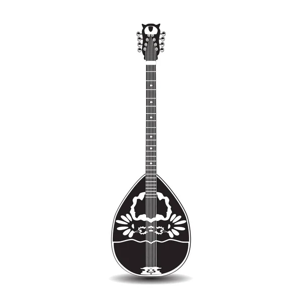 Vector flat illustration of bouzouki, greek folk musical instrument