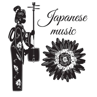 Vektör düz stil Japon müzik şablonu
