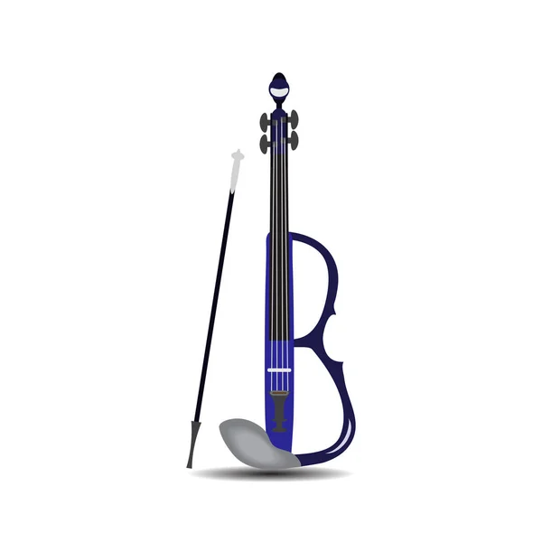 Violín eléctrico con arco, ilustración vectorial — Vector de stock