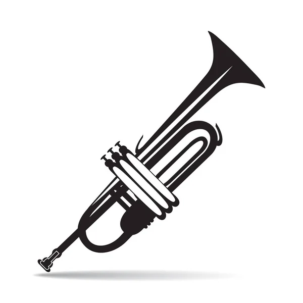 Ilustración vectorial de trompeta en blanco y negro en estilo plano — Vector de stock