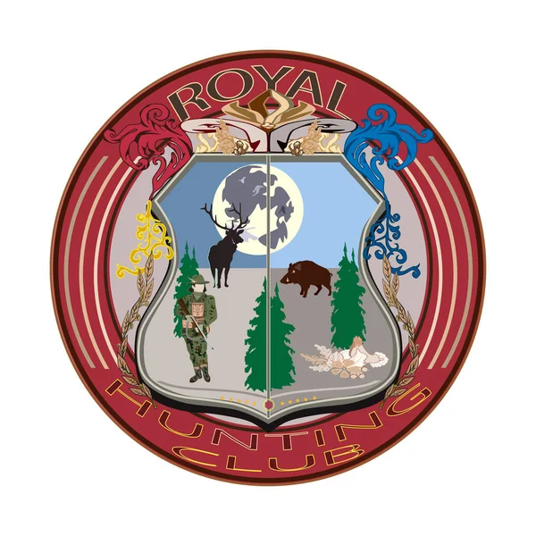 Ilustracja wektorowa odznaka klubu Royal polowania w płaski — Wektor stockowy