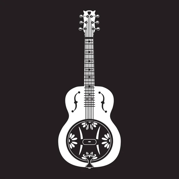 Ilustración plana vectorial de dobro, guitarra resonadora americana — Vector de stock