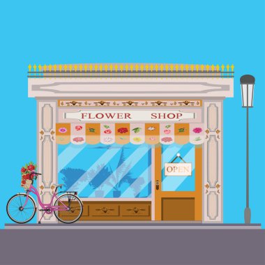 Çiçek Dükkanı düz vektör çizim