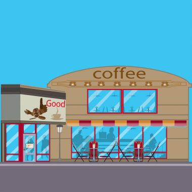 Kahve Dükkanı vektör düz çizim