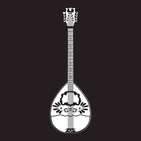Illustrazione piatta vettoriale di bouzouki, strumento musicale popolare greco — Vettoriale Stock