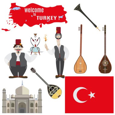 Düz stil içindeki Türk simgeler vektör kümesi