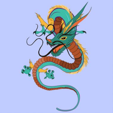 Çince ejderha düz vektör çizim
