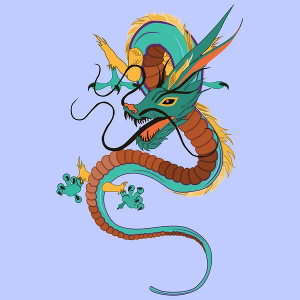 Çince ejderha düz vektör çizim