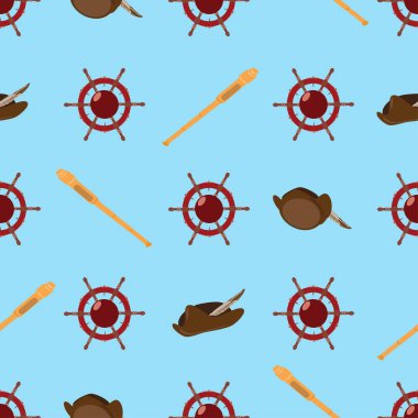 Direksiyon simidi, spyglass ve Columbus şapka ile Seamless Modeli.