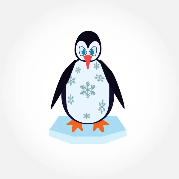 Vectorillustratie van cartoon pinguïn op ijs — Stockvector