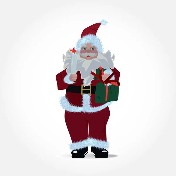 Vektor Illustration av Santa Claus med ljus och gåvor — Stock vektor