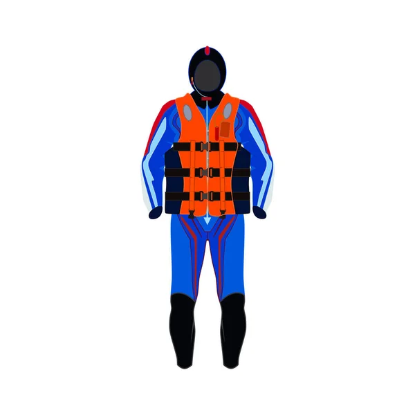 Vízi robogó lovas öltönyt és védőfelszerelés vektoros illusztráció — Stock Vector