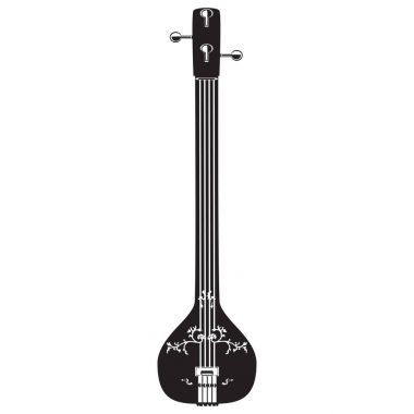 Hint tanpura düz stil vektör siyah beyaz çizim