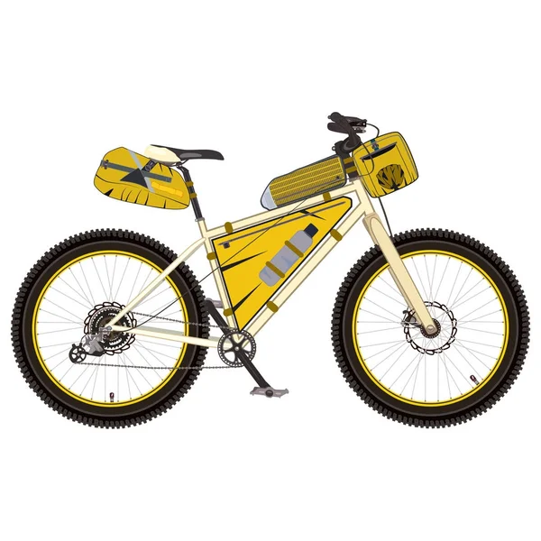 Vélo de tourisme avec illustration vectorielle plate à engrenages de vélo — Image vectorielle