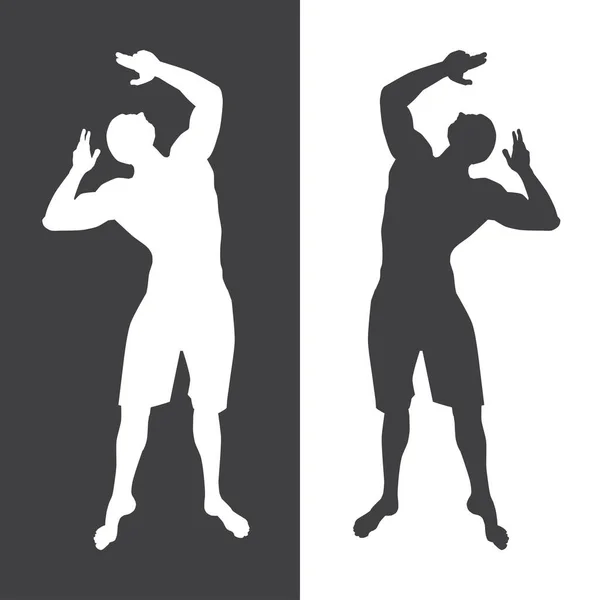 Bodybuilder weiße und schwarze Silhouetten Vektor Illustration — Stockvektor