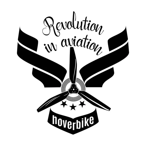 Rivoluzione Hoverbike in aviazione logo vettoriale, emblema modello di design — Vettoriale Stock