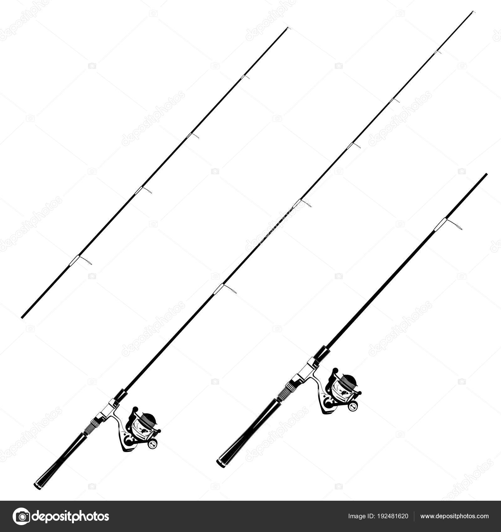 Download Fishing Rod With Spinning Reel Vector Black Template Vector Image By C Svitlana Varfolomieieva Gmail Com Vector Stock 192481620