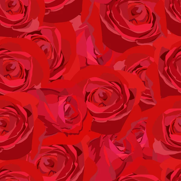 Vector seamless pattern with beautiful red roses — ストックベクタ