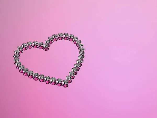 Διαμάντια πέτρα καρδιές σε ροζ φόντο — Φωτογραφία Αρχείου