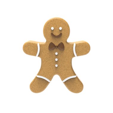 3D çizim Gingerbread adam beyaz bir arka plan üzerinde