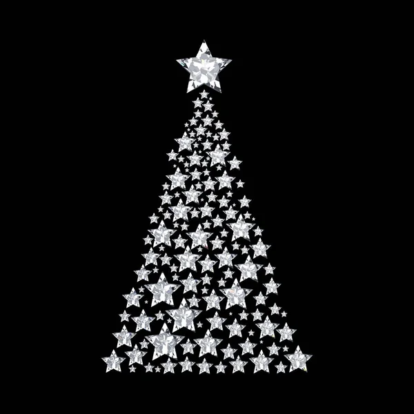 3D illustration diamond snowflake New Years tree star on black background — Stock Photo, Image