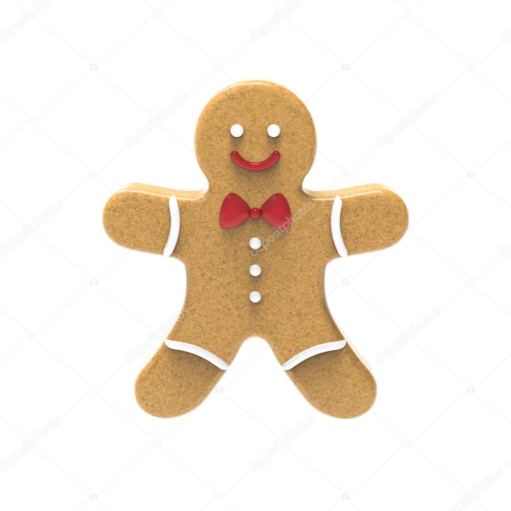 3D illustration Gingerbread man on a white background