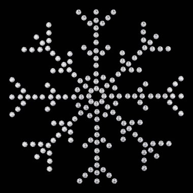 3D çizim elmas kar tanesi siyah arka plan üzerine