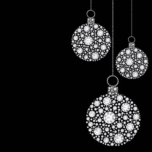3D illustratie diamond kerstballen op een zwarte achtergrond — Stockfoto