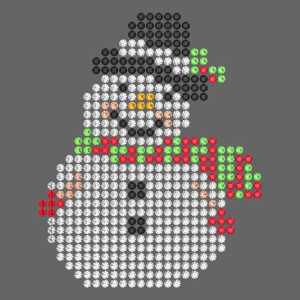 3D illustration diamond snowman on a grey background — Stock Photo, Image
