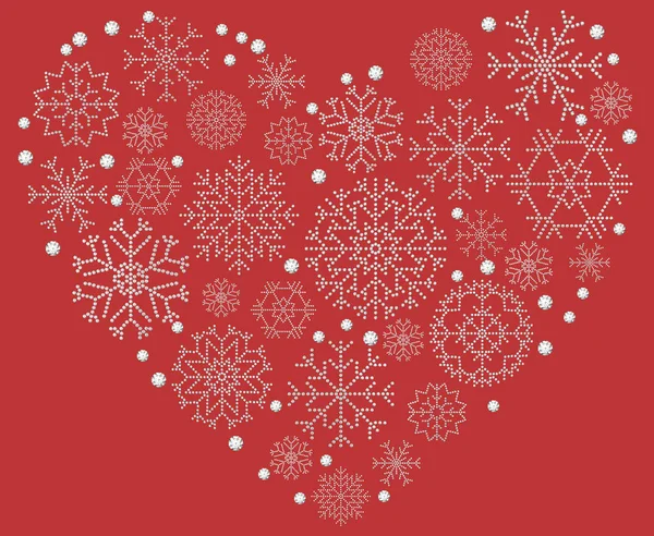 3D illustrazione diamante fiocco di neve cuore su uno sfondo rosso — Foto Stock