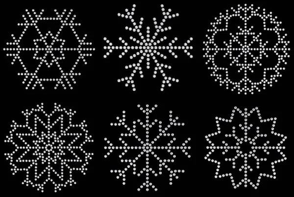 Illustration 3D diamant flocons de neige sur fond noir — Photo