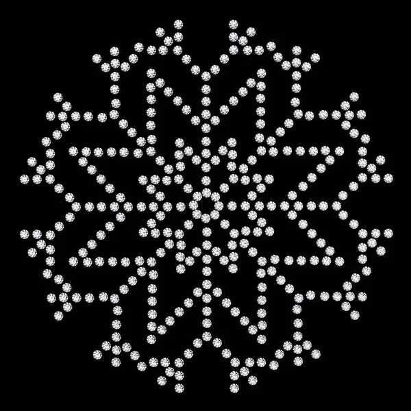 Ilustración 3D copo de nieve de diamante sobre fondo negro — Foto de Stock