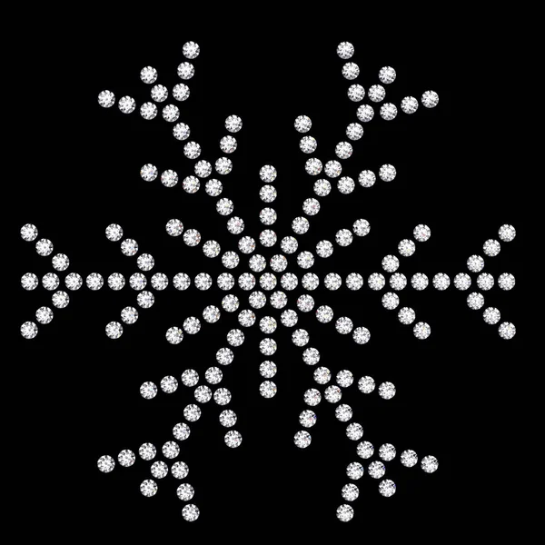 3D illustration diamond snowflake on black background — Stock Photo, Image